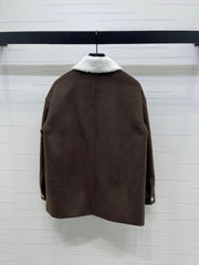 LV 25S KNITTED CARDIGAN WITH SHEARLING COLLAR 0153