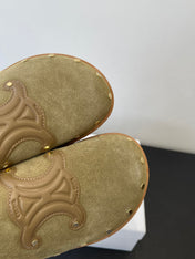 CELINE 26S MULE IN OLIVE GREEN SUEDE