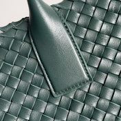 BOTTEGA VENETA 25S LARGE CABAT BAG 51 IN DEEP SLATE GREEN LAMBSKIN
