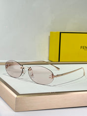 FIRST CRYSTAL RIMLESS OVAL FRAME SUNGLASSES FE4075US IN METAL