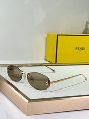 FIRST CRYSTAL RIMLESS OVAL FRAME SUNGLASSES FE4075US IN METAL