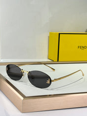 FIRST CRYSTAL RIMLESS OVAL FRAME SUNGLASSES FE4075US IN METAL