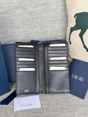 VERTICAL LONG WALLET 19 IN BLUE MONOGRAM OBLIQUE JACQUARD