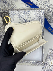 DIOR 25S SADDLE JASMINE GUSSET CARD HOLDER 10 IN LIGHT BLUE OBLIQUE JACQUARD CANVAS