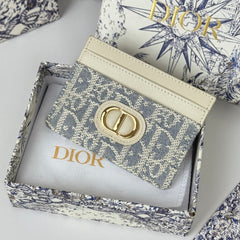 DIOR 25S 30 MONTAIGNE CARD HOLDER 10 IN IVORY OBLIQUE JACQUARD CANVAS