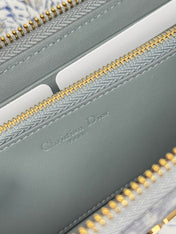 DIOR 25S LONG ZIPPER WALLET 19 IN GRAY OBLIQUE JACQUARD CANVAS