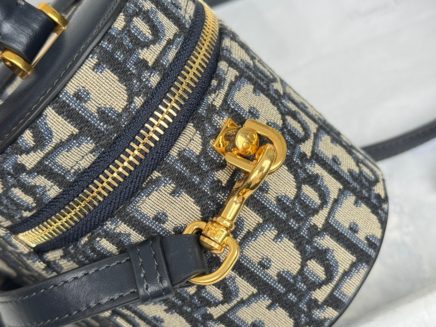 DIOR 25S CD SIGNATURE VANITY 16 IN BLUE DIOR OBLIQUE JACQUARD CANVAS