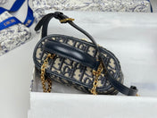 DIOR 25S 30 MONTAIGNE MINI VANITY CASE 16 IN BLUE DIOR OBLIQUE JACQUARD CANVAS