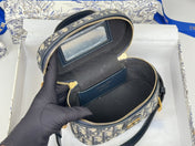 DIOR 25S 30 MONTAIGNE MINI VANITY CASE 16 IN BLUE DIOR OBLIQUE JACQUARD CANVAS