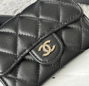 CHANEL 25S CLASSIC CARD HOLDER 11 IN BLACK LAMBSKIN SILVER HARDWARE