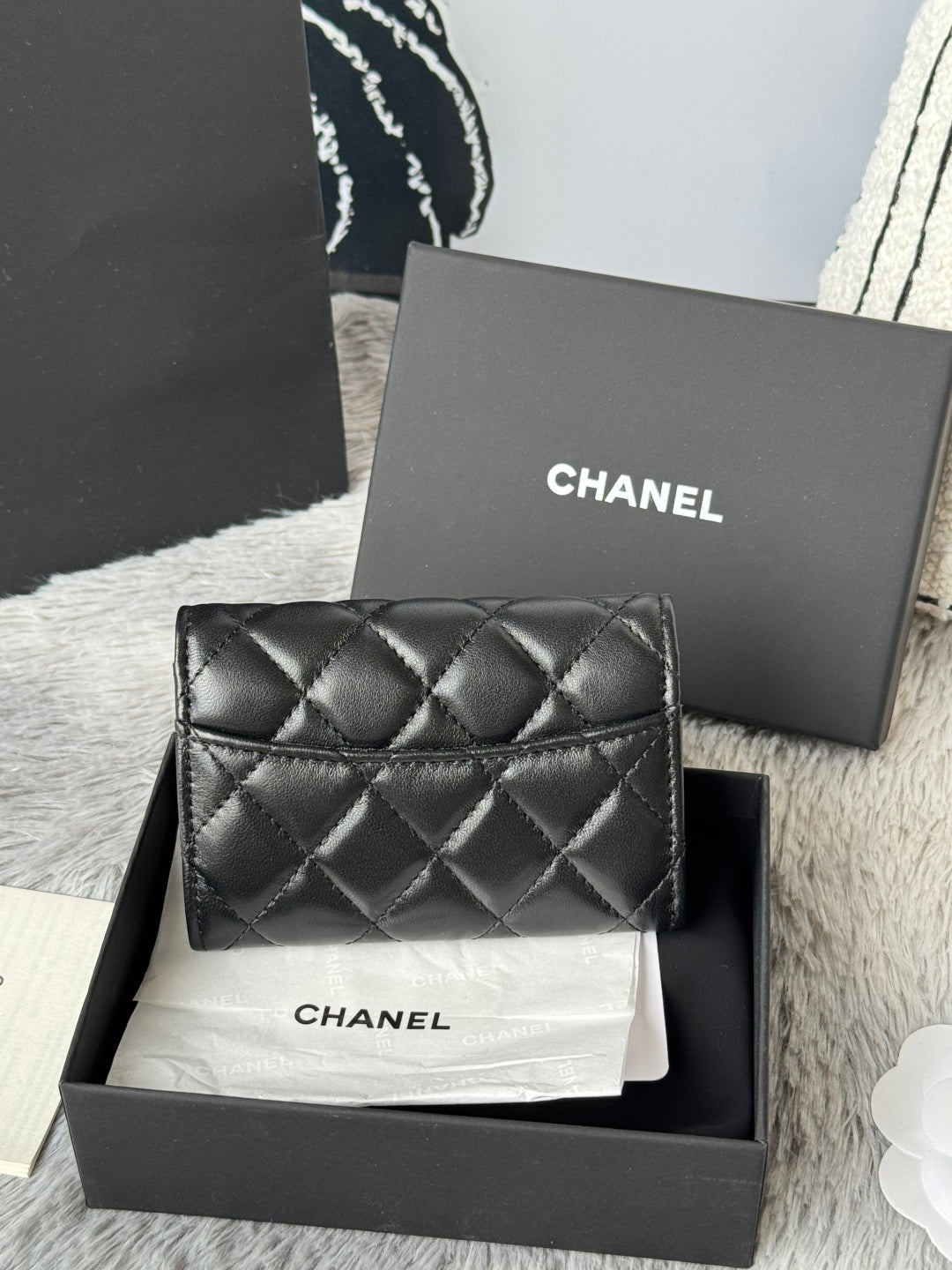 CHANEL 25S CLASSIC CARD HOLDER 11 IN BLACK LAMBSKIN GOLD HARDWARE