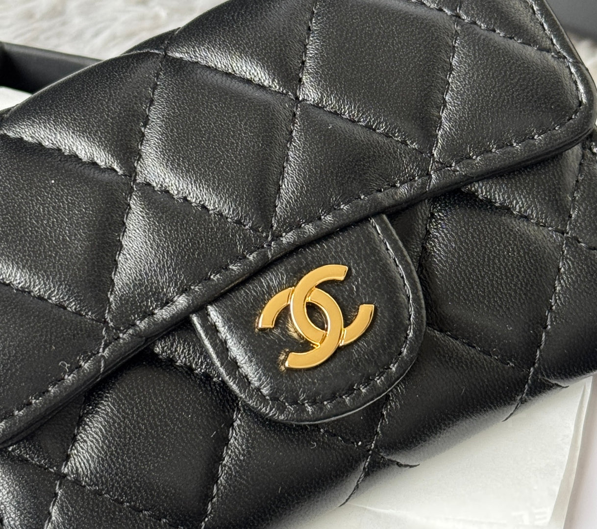 CHANEL 25S CLASSIC CARD HOLDER 11 IN BLACK LAMBSKIN GOLD HARDWARE