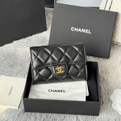 CHANEL 25S CLASSIC CARD HOLDER 11 IN BLACK LAMBSKIN GOLD HARDWARE