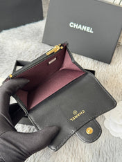CHANEL 25S CLASSIC CARD HOLDER 11 IN BLACK LAMBSKIN GOLD HARDWARE