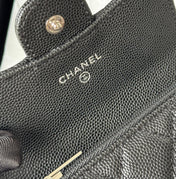 CHANEL 25S CLASSIC FLAP CARD HOLDER 11 IN BLACK CAVIAR SILVER HARDWARE
