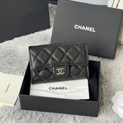CHANEL 25S CLASSIC FLAP CARD HOLDER 11 IN BLACK CAVIAR SILVER HARDWARE