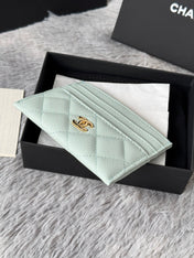 CHANEL 25S CARD HOLDER 11 IN SOFT MINT CAVIAR GOLD HARDWARE