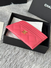 CHANEL 25S CARD HOLDER 11 IN WATERMELON CAVIAR GOLD HARDWARE