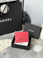 CHANEL 25S CARD HOLDER 11 IN WATERMELON CAVIAR GOLD HARDWARE