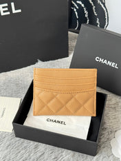 CHANEL 25S CARD HOLDER 11 IN GOLDEN CARAMEL CAVIAR GOLD HARDWARE
