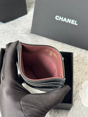 CHANEL 25S CARD HOLDER 11 IN BLACK LAMBSKIN GOLD HARDWARE