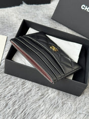 CHANEL 25S CARD HOLDER 11 IN BLACK LAMBSKIN GOLD HARDWARE