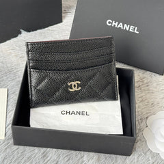 CHANEL 25S CARD HOLDER 11 IN BLACK CAVIAR SILVER HARDWARE