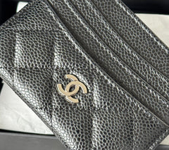 CHANEL 25S CARD HOLDER 11 IN BLACK CAVIAR SILVER HARDWARE