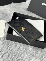 CHANEL 25S CARD HOLDER 11 IN BLACK CAVIAR GOLD HARDWARE