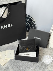 CHANEL 25S CARD HOLDER 11 IN BLACK CAVIAR GOLD HARDWARE
