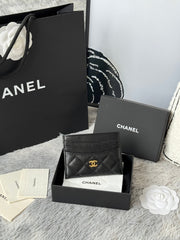 CHANEL 25S CARD HOLDER 11 IN BLACK CAVIAR GOLD HARDWARE
