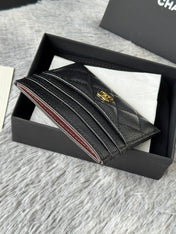 CHANEL 25S CARD HOLDER 11 IN BLACK CAVIAR GOLD HARDWARE