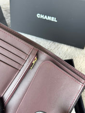 CHANEL 25S MULTI PURPOSE PASSPORT WALLET 15 IN BLACK LAMBSKIN GOLD HARDWARE