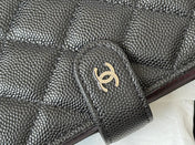 CHANEL 25S MULTI PURPOSE PASSPORT WALLET 15 IN BLACK CALFSKIN SILVER HARDWARE
