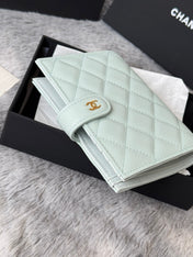 CHANEL 25S MULTI PURPOSE PASSPORT WALLET 15 IN SOFT MINT CALFSKIN GOLD HARDWARE