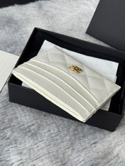 CHANEL 25S CARD HOLDER 11 IN IVORY CAVIAR GOLD HARDWARE