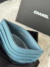 CHANEL 25S CARD HOLDER 11 IN SLATE BLUE CAVIAR GOLD HARDWARE