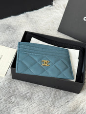 CHANEL 25S CARD HOLDER 11 IN SLATE BLUE CAVIAR GOLD HARDWARE