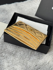CHANEL 25S CARD HOLDER 11 IN GOLD LAMBSKIN GOLD HARDWARE