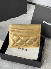 CHANEL 25S CARD HOLDER 11 IN GOLD LAMBSKIN GOLD HARDWARE