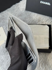 CHANEL 25S CF SMALL TRI FOLD WALLET 11 IN SILVER CAVIAR GOLD HARDWARE