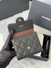 CHANEL 25S CF SMALL TRI FOLD WALLET 11 IN BLACK CAVIAR SILVER HARDWARE