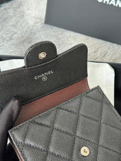 CHANEL 25S CF SMALL TRI FOLD WALLET 11 IN BLACK CAVIAR SILVER HARDWARE