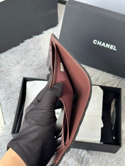 CHANEL 25S CF SMALL TRI FOLD WALLET 11 IN BLACK CAVIAR SILVER HARDWARE