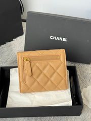 CHANEL 25S CF SMALL TRI FOLD WALLET 11 IN GOLDEN CARAMEL CAVIAR GOLD HARDWARE