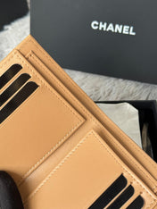 CHANEL 25S CF SMALL TRI FOLD WALLET 11 IN GOLDEN CARAMEL CAVIAR GOLD HARDWARE