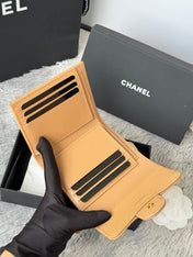 CHANEL 25S CF SMALL TRI FOLD WALLET 11 IN GOLDEN CARAMEL CAVIAR GOLD HARDWARE