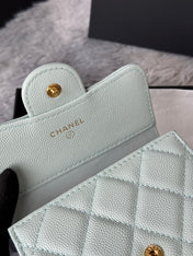 CHANEL 25S CF SMALL TRI FOLD WALLET 11 IN SOFT MINT CAVIAR GOLD HARDWARE