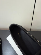 THE ROW 26S BALLET FLATS IN BLACK & WHITE MICRO POLKA DOT CALF HAIR CALFSKIN