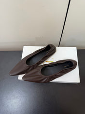 THE ROW 26S POINTED TOE BALLET FLATS IN CHOCOLATE BROWN LAMBSKIN